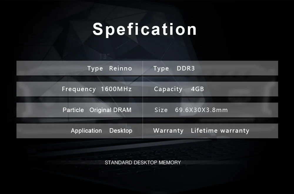 Оперативная память eeinno ddr3 4 ГБ/8 ГБ 1600 МГц 1,35 в NON-ECC 12800 МБ/с./с 204pin пожизненная гарантия Прямая поставка с фабрики только для ноутбука