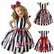 Платье принцессы для девочек 1, 2 От 4 до 5 лет, платье для дня рождения, платья с Минни Маус маскарадный костюм с блестками и большим бантом для девочек детская одежда