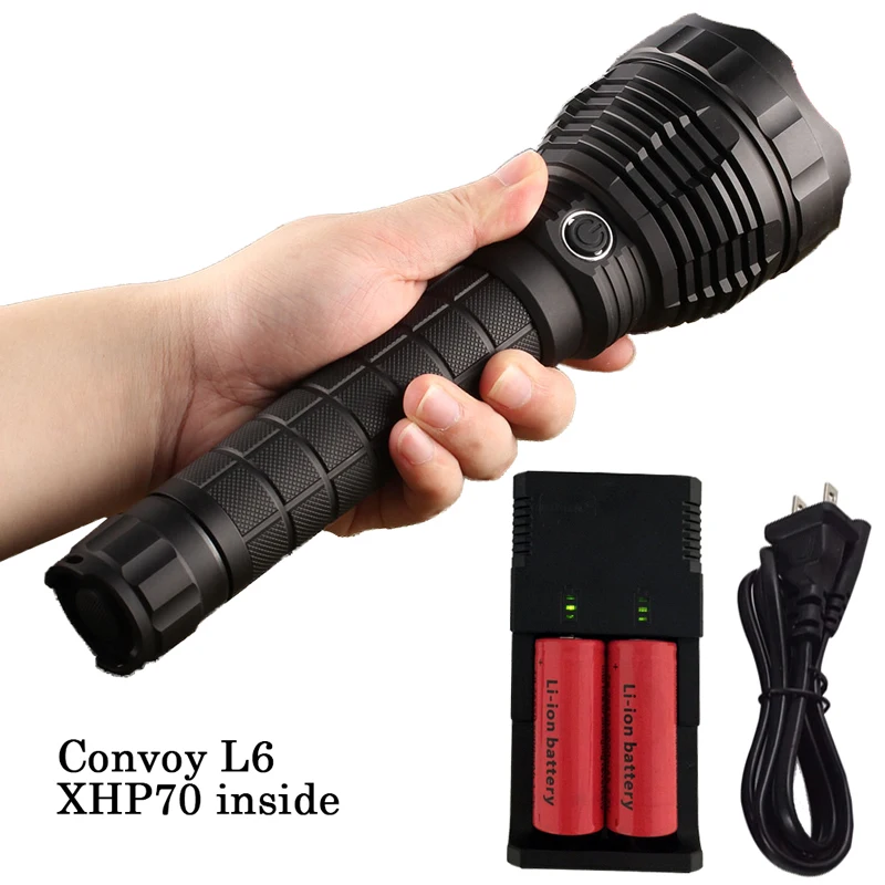 Convoy L6 Flashlight XHP70 Led Inside Night Light For Outdoor Camping Fishing Hunting With 2 26650