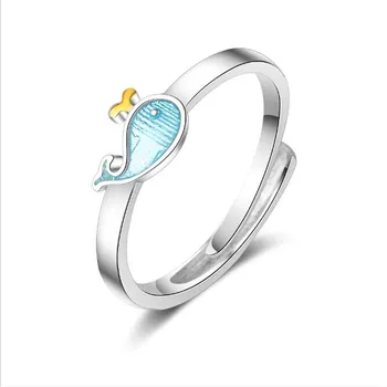 

LULU-PIG Little whale ring female Korean version sweet dolphin ring lovely ring allergy prevention JZ233
