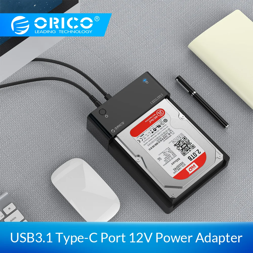 Док-станция для жесткого диска ORICO 6518C3 2,5/3,5 дюйма с портом USB3.1 type-C, адаптер питания 12 В(не включая HDD