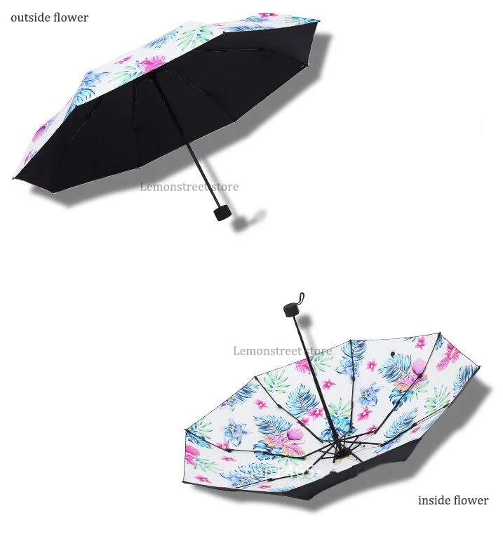 Цветочный женский зонт, маленький женский зонт от дождя, женский зонтик для дам, анти-УФ, 5 складной карманный зонтик, Paraguas
