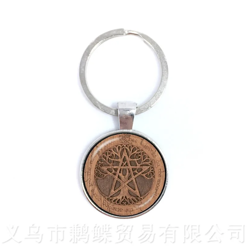 2018 OM Yoga трендовые брелоки Пентакль цветок жизни Кабошон стеклянный брелок