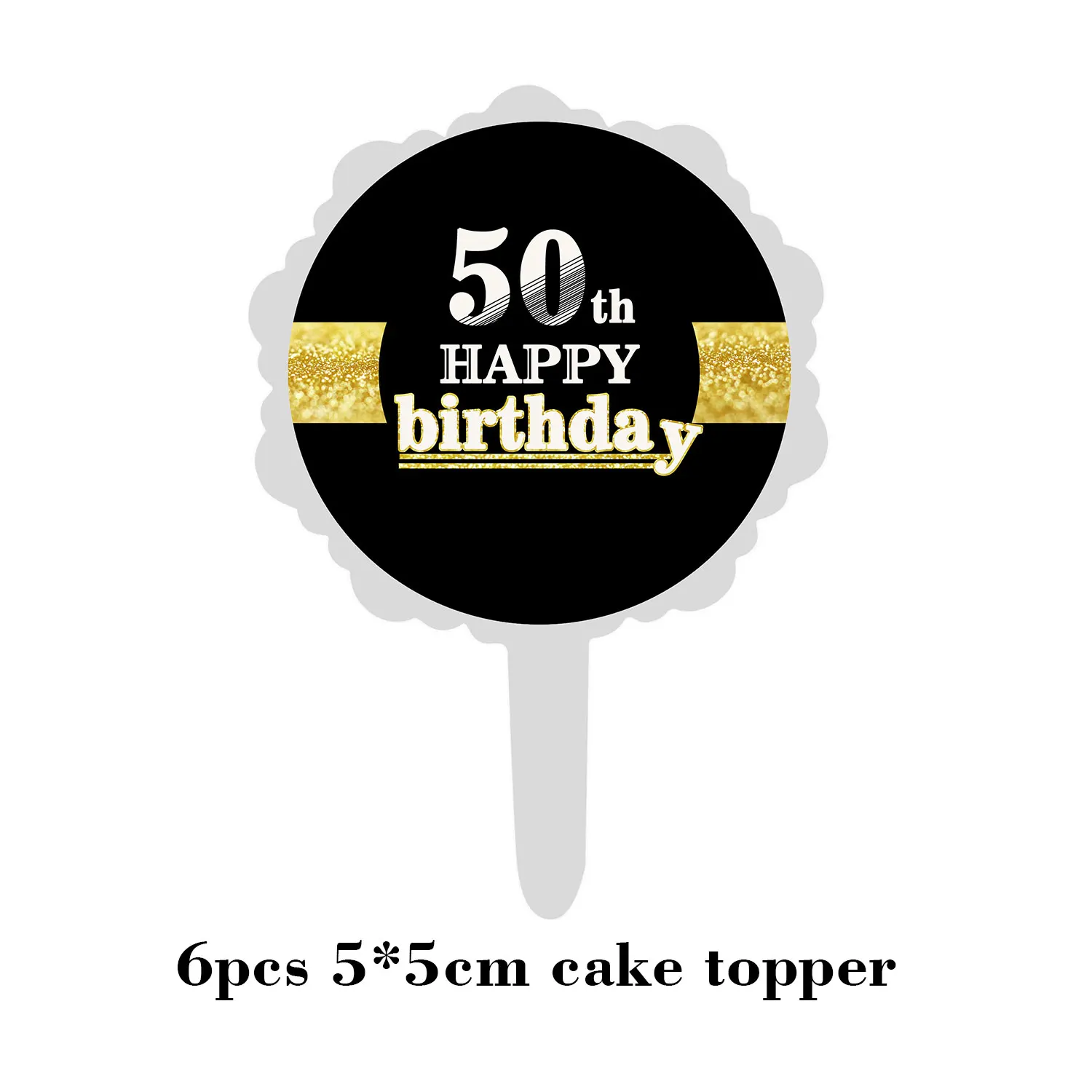 Happy Birthday Confetti Balloon Number Balloon Adult Birthday Cake Topper Gift Sticker For 16 18 21 30 40 50 60 Years Decoration - Цвет: 50 Cupcake Toppers