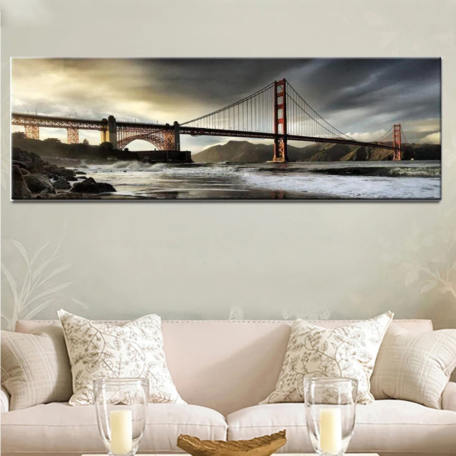 

5D DIY Diamond Painting Stick Diamond Golden Gate Bridge City Landscape Omni Drill 3D Embroidery Cross Embroidery Mosaic Art