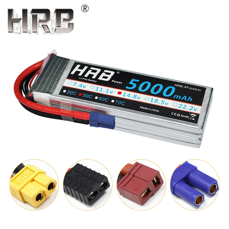 HRB 2S 3S 4S Lipo батарея 7,4 V 11,1 V 5000mah XT60 50C Deans EC5 TRX T 5S 6S 14,8 V 18,5 V 22,2 V RC запчасти для осевых самолетов автомобилей