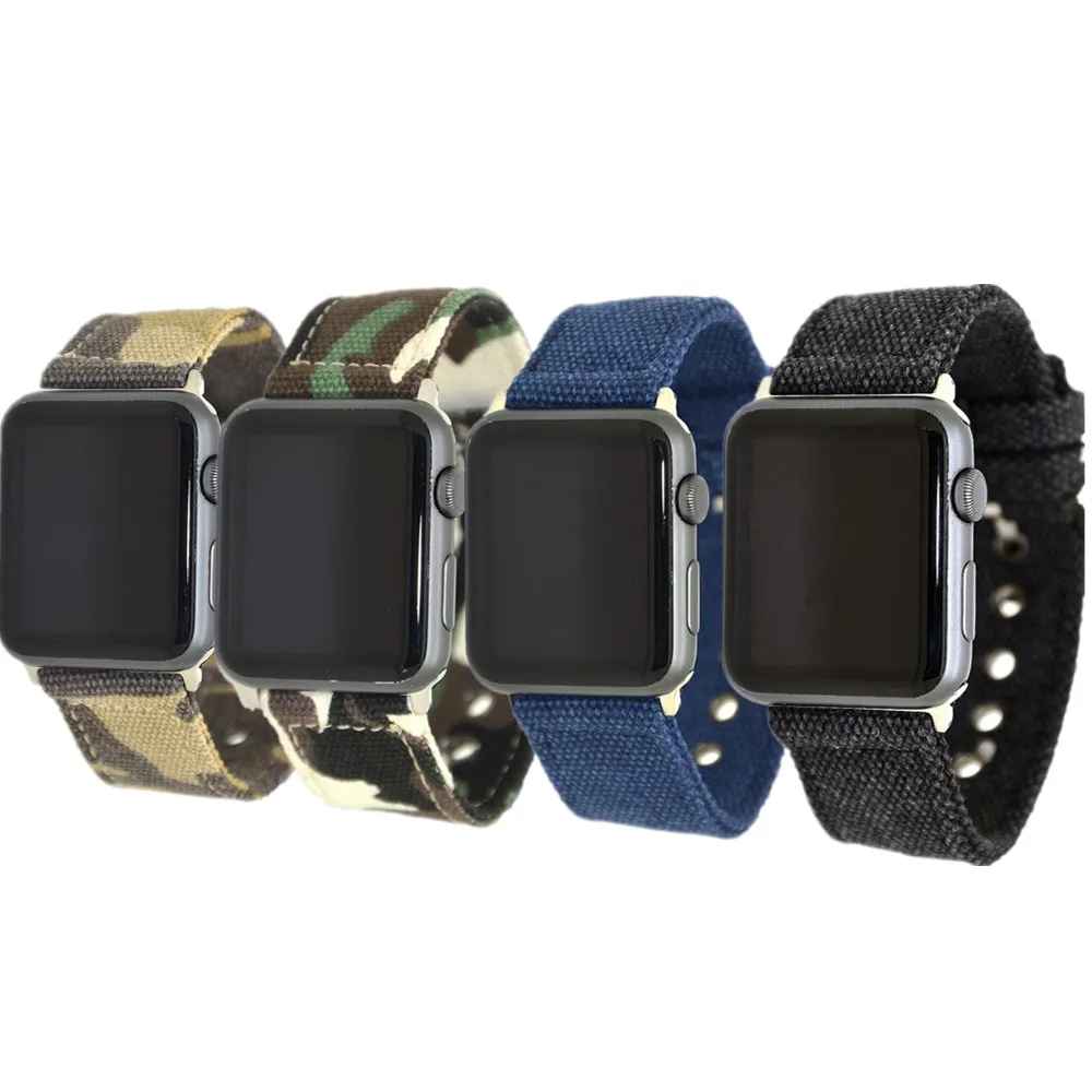 Специальный дизайн нейлон холст камуфляж ремешок для Apple Watch SE Band 40 мм 44 38 42