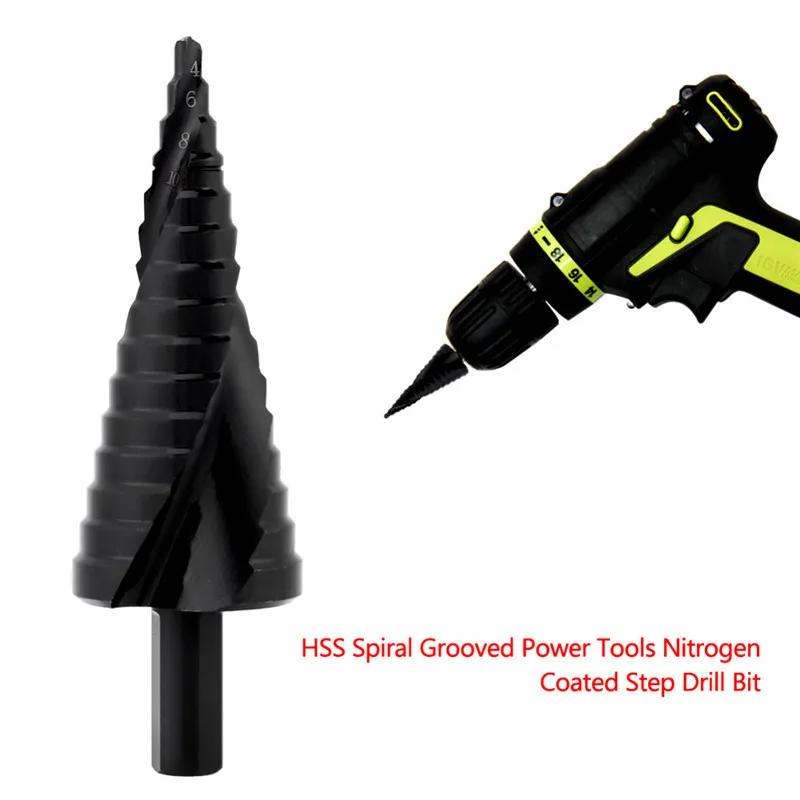 Drill Tool Step Drill Spiral Grooved Step Drill Bit Nitrogen Coated Step Drill 4-32mm Drill Tool Step Drill Spiral Grooved Step Drill Bit Nitrogen Coated Step Drill 4-32mm