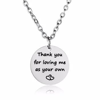 

12PC/Lot Thank You For Loving Me As Your Own Stainless Steel Pendant Chain Necklace Mother Foster Mom Necklaces Jewelry Gifts