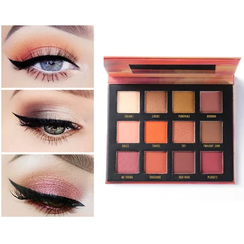 

12 colors Waterproof Fashion Eyeshadow Palette With Mirror Smudge-proof Matte Shimmer Eye Shadow Hot Sale2019