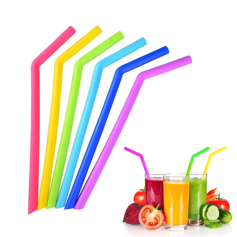 

1Pcs Reusable Silicone Straws Food Grade Silicone Straws Drinking Tool straight curved tube Juice milk tea straws Party Straws