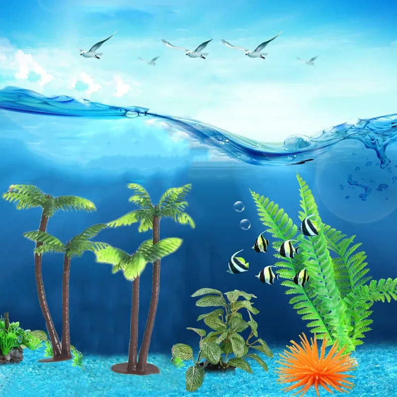 5 шт. Мини зеленый Пейзаж Модель зеленый Кокосовые пальмы дерево украшения аквариум украшения Водные растения пальмы дерево