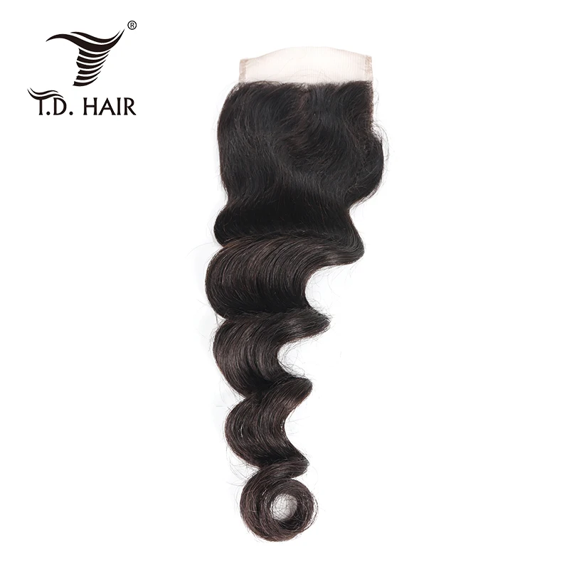 

Peruvian Loose Wave 4*4 Lace Closure 100% Human Hair Pre Plucked with Baby Hair Free Middle Three Part