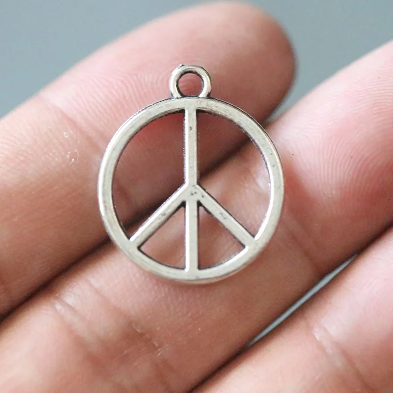 

27X23 mm Tibetan Silver Plated Peace Charms Pendants Jewelry Accessories Making Bracelet Necklace Earrings 10PCS