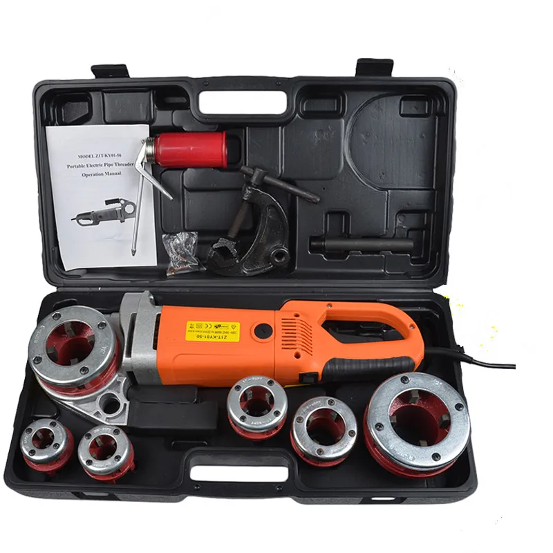 Portable Electric Pipe Threader With 6 Dies Threading Machine Handheld