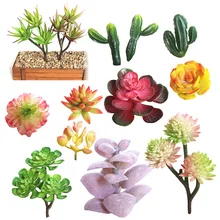 1 шт. Мини Искусственные влагозапасающие растения пейзаж с лотосами декоративный цветок зеленый поддельные различные суккуленты растение садовый орнамент Декор