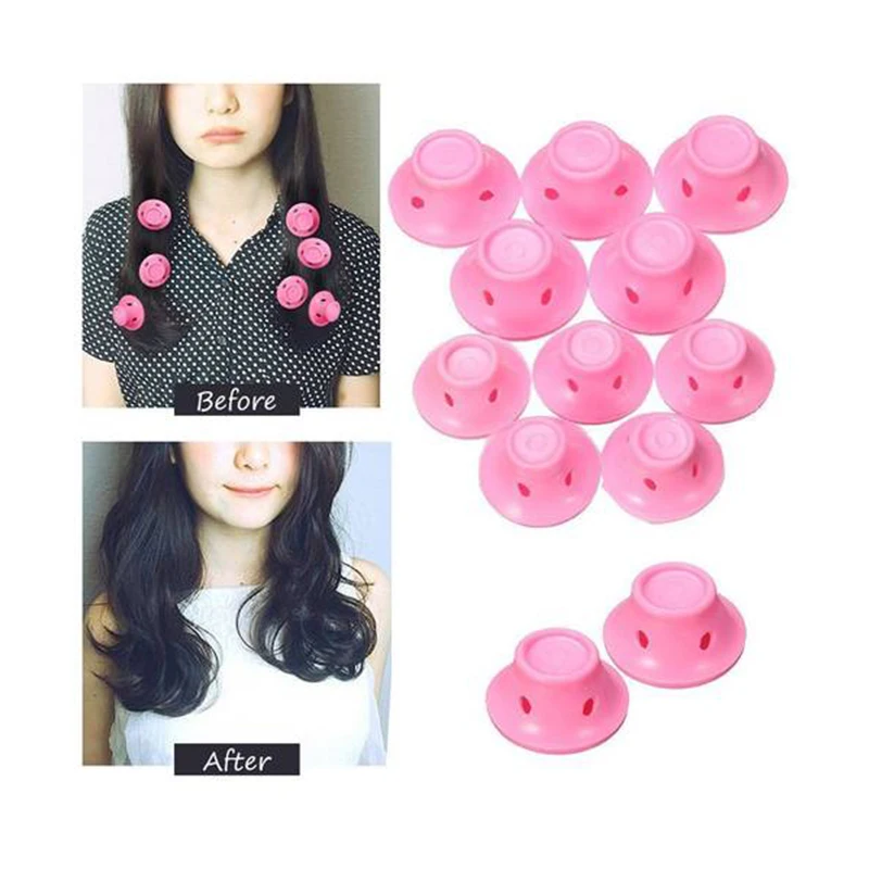 10pcs Soft Rubber Pink curls magic hair curlers Care Rollers Silicone hair curlers rollers No Heat Hair Styling curler Tool 10pcs Soft Rubber Pink curls magic hair curlers Care Rollers Silicone hair curlers rollers No Heat Hair Styling curler Tool