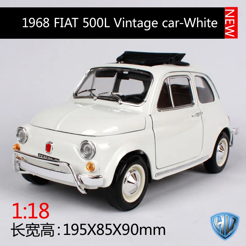 Bburago 1:18 1968 fiat 500l белый винтажный автомобиль под давлением открытые двери