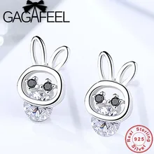 GAGAFEEL подлинные 925 пробы серебряные серьги гвоздики милый кролик серьги для женщины Девушки Романтические ювелирные изделия высшего качества