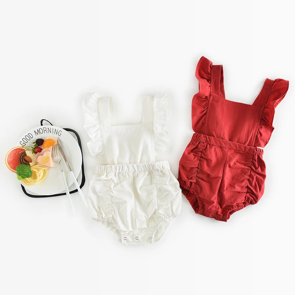 Baby Romper Girl Sleeveless Palace Style Bow Rompers Summer Cotton Clothing Set Newborn Jumpsuits Rompers