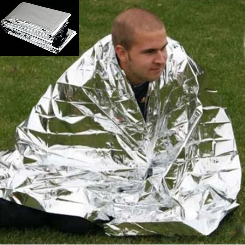 

210*130CM Waterproof Emergency Survival Rescue Foil Blanket Thermal Space First Aid Sliver Outdoor Rescue Curtain Camp Tent