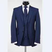 Модные мужские вечерние костюмы на выпускной Жених Смокинги друзей жениха свадебный Блейзер Костюмы(пиджак+ брюки+ жилет+ галстук) K: 1223