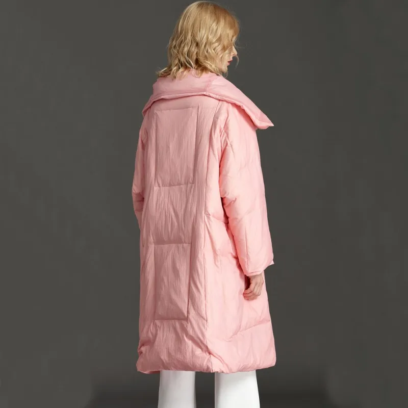 Для женщин свободный крой ультра легкая зимняя куртка-пуховик осень-зима женский Повседневное с отложным воротником, длинная куртка-пуховик для девочек, длинный пуховик для девочек теплый толстый размера плюс 6XL верхняя одежда