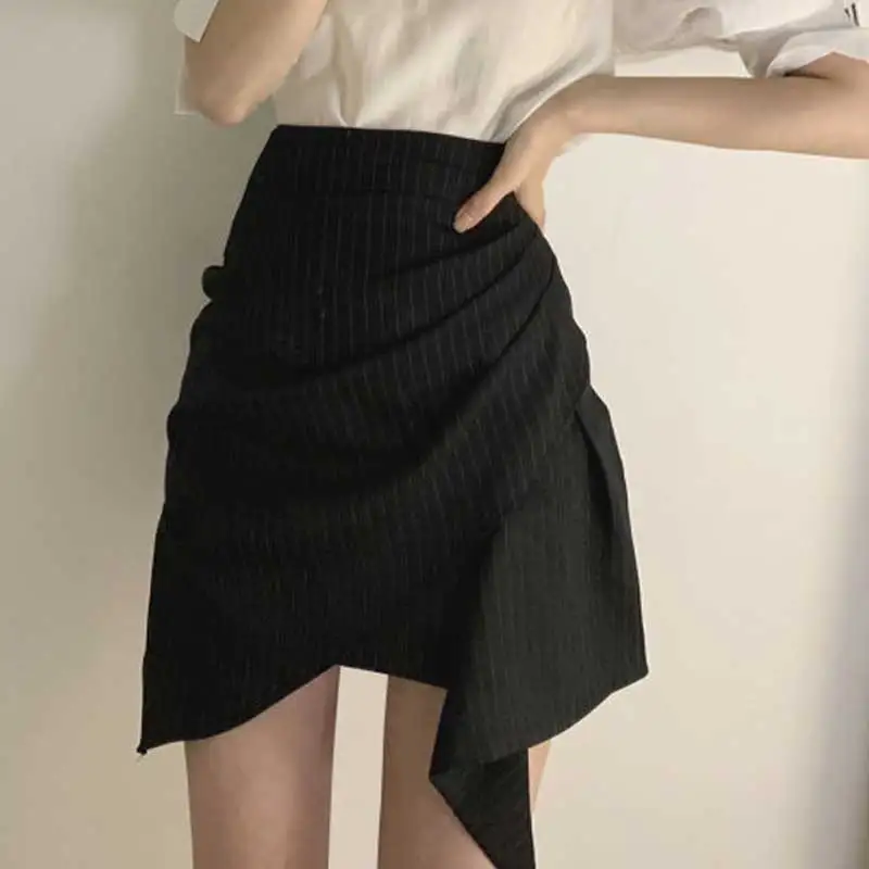 Black skirt Летний халат femme Свободный дикий короткий рукав шифоновое платье с круглым вырезом рубашка+ необычное слово сплошной цвет короткая юбка сумка бедра - Цвет: Black skirt