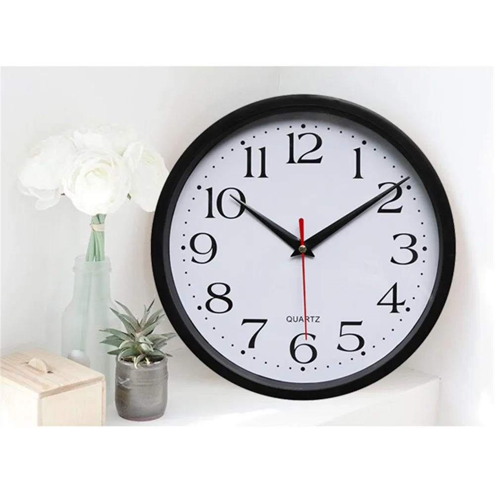 Brief Classic Silent Sweep Wall Digital Clock Black and White Color