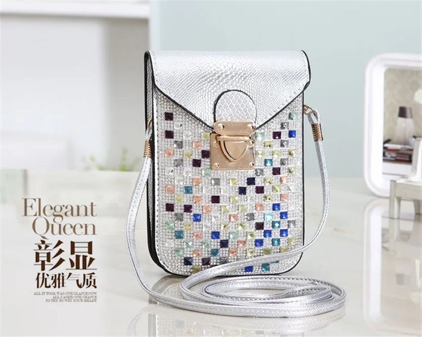 2019 модные стразы мобильный телефон сумки Красочные bling женская сумка на