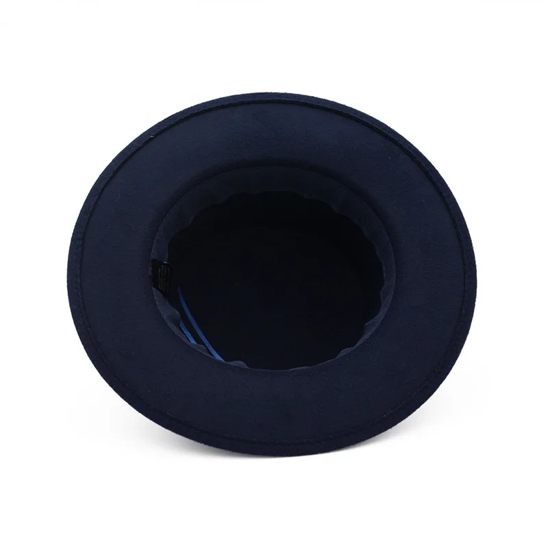 6_ Fashion Men Wool Boater Flat Top Hat For Women Wide Brim Felt Fedora Hats For  Gentleman Bowler Cap With Black Ribbon Sombrero Hombre