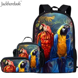 Jackhereook 3 шт./компл. животные Птица Попугай школьные ранцы для мальчиков и девочек Детский рюкзак Детский студенческий рюкзак Mochilas