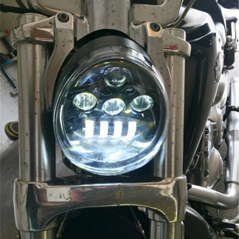 Harley Led Lights V rod Motorcycles Custom Black Chrome Headlight Head
