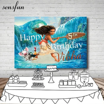 

7x5FT Moana Princess Waialiki Maui Surf Sea Ocean Photography Girls Birthday Party Backgrounds For Photo Studio Banner Vinyl