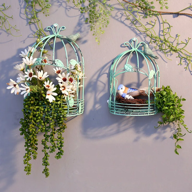 Half Bird Cage Wall Hanging Flower Stand