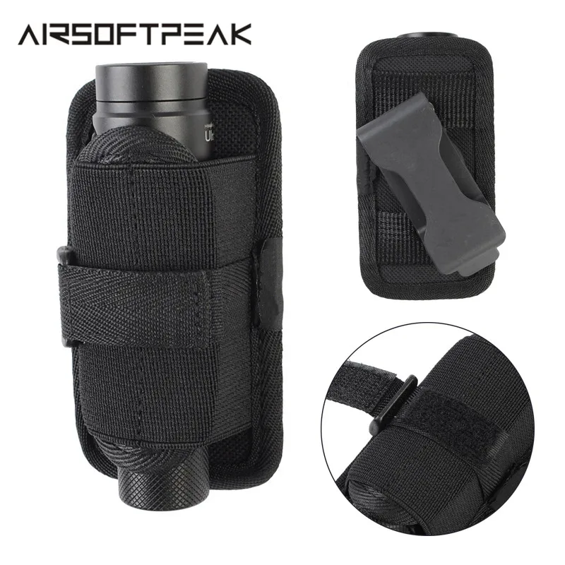 Outdoor Tactical 360 Degree Flashlight Pouch Durable Case Nylon Molle