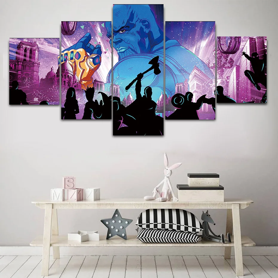 

Superhero Anime movie poster 5 pieces prints canvas painting modular wall picture murals chart modern artwork bedroom home decor