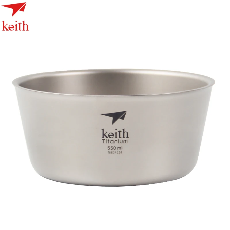 

keith Bowl Double-wall Food Containers Outdoor Camping Hiking Picnic Tableware Titanium Bowl Launch Box 550ml