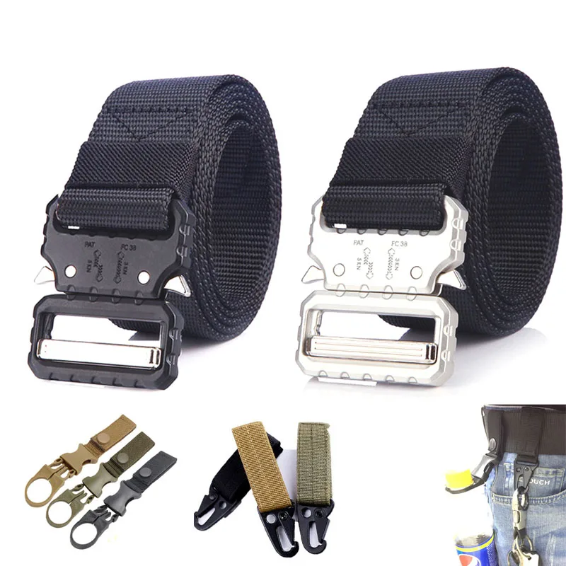 

Tactical Belt Men Adjustable Heavy Duty Military Tactical Belts Metal Buckle Nylon Belt Outdoor Training Hunting Accessories