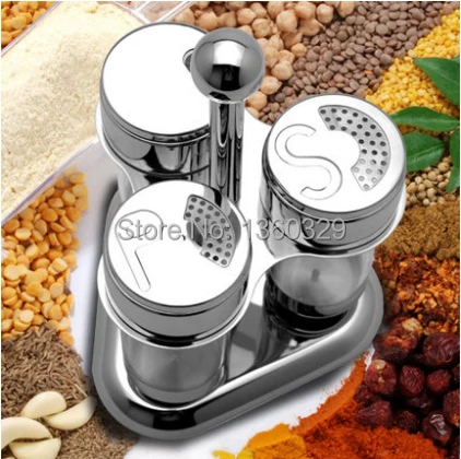 

European Cooking Tools 3 Rotating Cruet Sets Salt Pepper Shakers Spice Temperos Bottles Condimentos Galheteiro kitchen Accessory