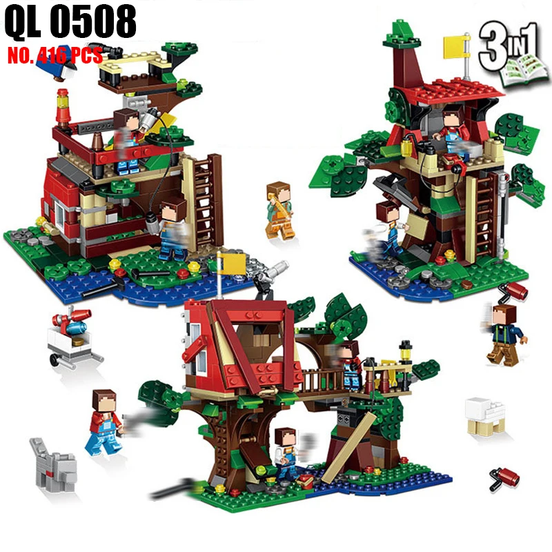

AIBOULLY QL0508 416PCS 3 in 1 My World Building Blocks Brick Figures Minecrafted Zombies Weapon DIY Toys For Children Friends