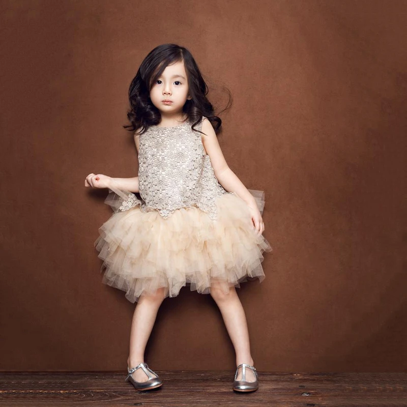 B&N Floral Girl Dress Hollow Out O-neck Summer Baby Clothes Lace Ball Gown Princess Party Dresses For Children7