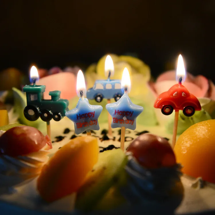 Бездымные свечи для торта для вечеринки в честь Дня Рождения, декоративные свечи для автомобилей, вечерние украшения на день рождения