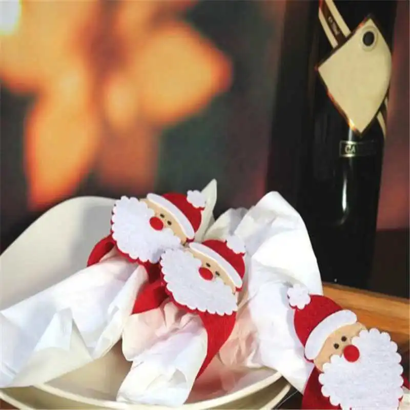 46 Pcs Christmas Santa Claus Napkin Rings Serviette Holder Table Serviette Xmas 2018 for party #2n2 (3)