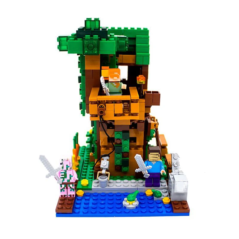 Модель Строительство комплекты совместимые с лего 18009 мой мира MineCraft джунглей Tree