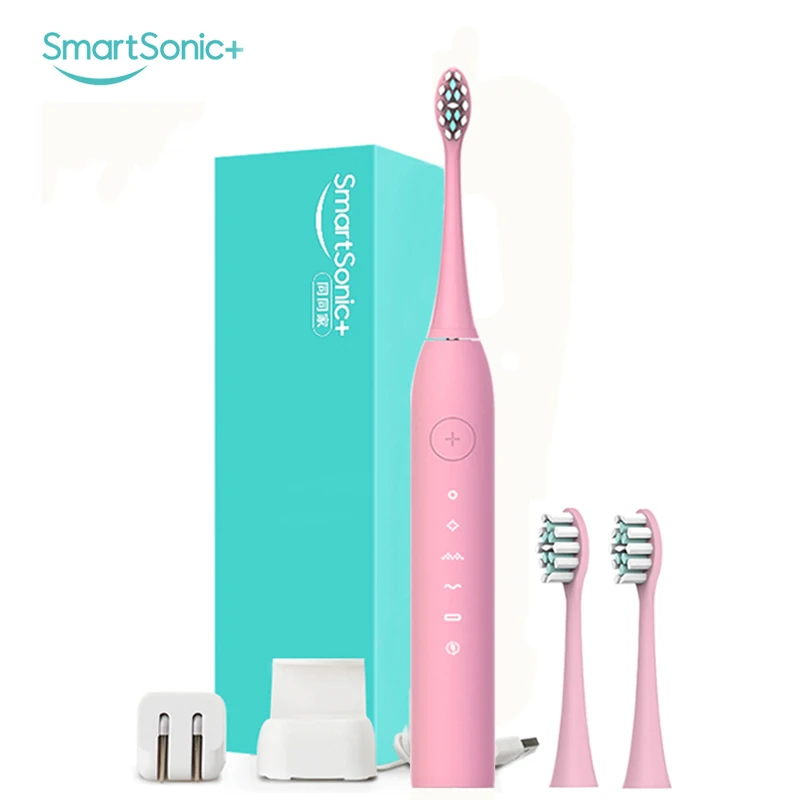 

SmartSonic+ Electronic Brush for Teeth Rechargeable Dental Care Tooth Brush Cleaning with Tooth Brush Heads Blue Pink