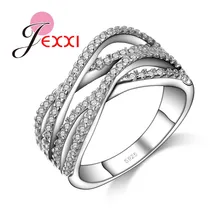 JEXXI Promotion Fashion Women 925 Sterling Silver Rings Jewelry Full Micro Cubic Zircon Crystal Party Rings For Men Bague Bijoux