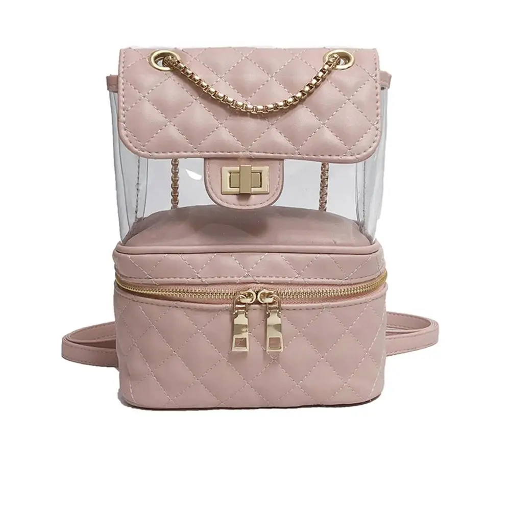 

Yfashion Women Transparent PVC Backpack With Makeup Bag Fashion Female Multi-function Patchwork Backpacks