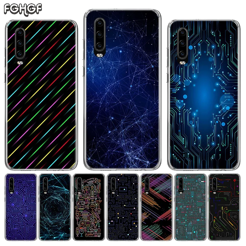 Pixel Data Visualization Luxury Phone Case For Huawei P30 P20 P10 lite Plus Mate 20X 20 10 Pro P Smart 2019 + 2018 Nova 4 Cover |