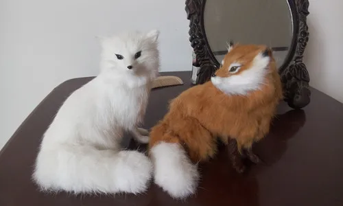 

simualtion furry fur fox toy about 16x15cm squatting fox model polyethylene & furs resin handicraft decoration toy gift a2401